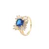 Inlaid Topaz Yellow Gold Dark Blue Personalized 18K Ring