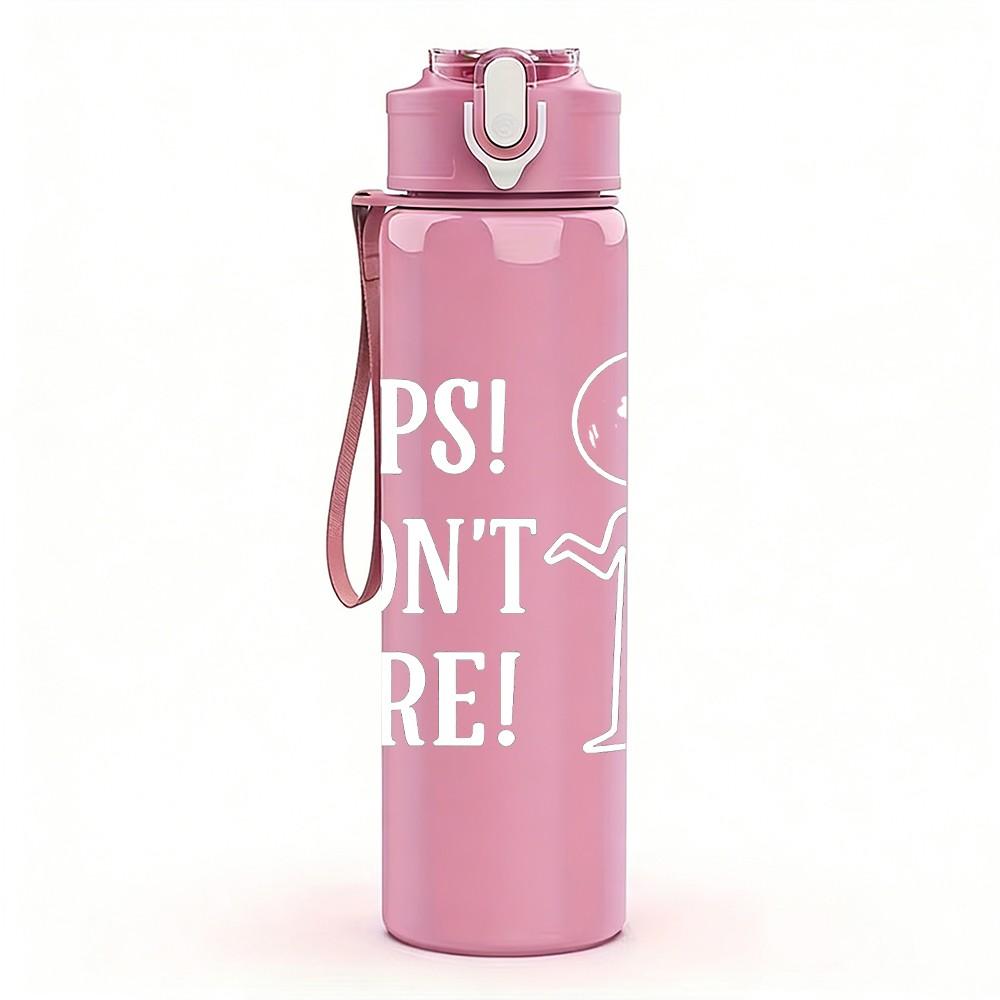 1PC Oops I Didnt Cactus Text 750ml Color Plastic Sports Water Bottle Leakproof Flip Straw Lid Suitable for Sports Office Home Use