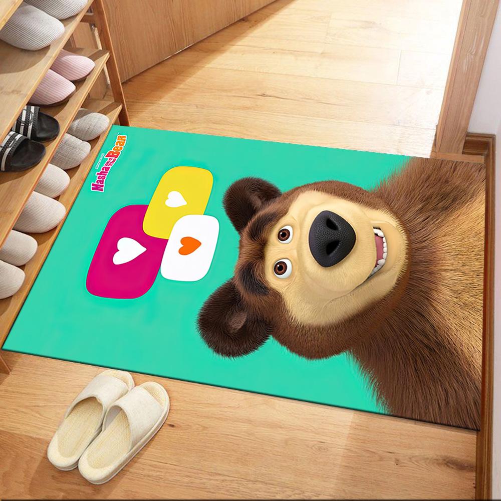 Masha Bear Floor Rug Office Rug Suitable for Balcony Playrooms Dormitory Kitchen Anti-slip Rug Decorate Offices Birthday/Christmas Gift