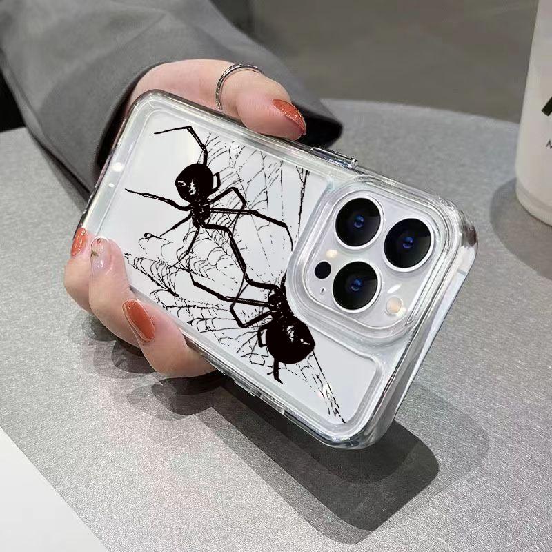 Case For iPhone 16 Cases iPhone 15 Pro Max Case Spider Pattern Clear Crystal Case For iPhone 14 13 12 11 XS XR X 7 8 Plus Cover