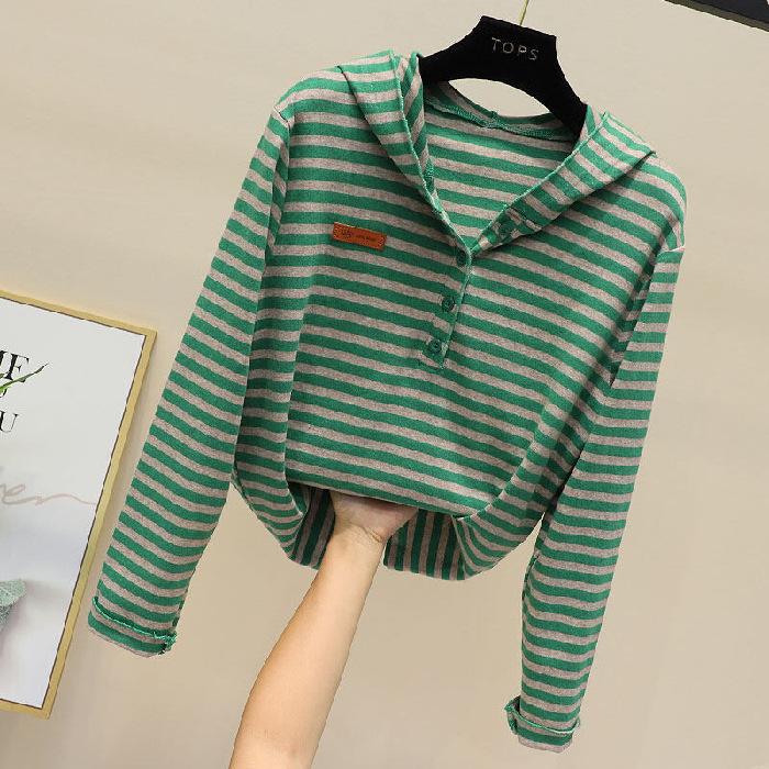 Ανοιξιάτικη Γυναικεία Καθημερινή Ριγέ Μπλούζα Μακρυμάνικη