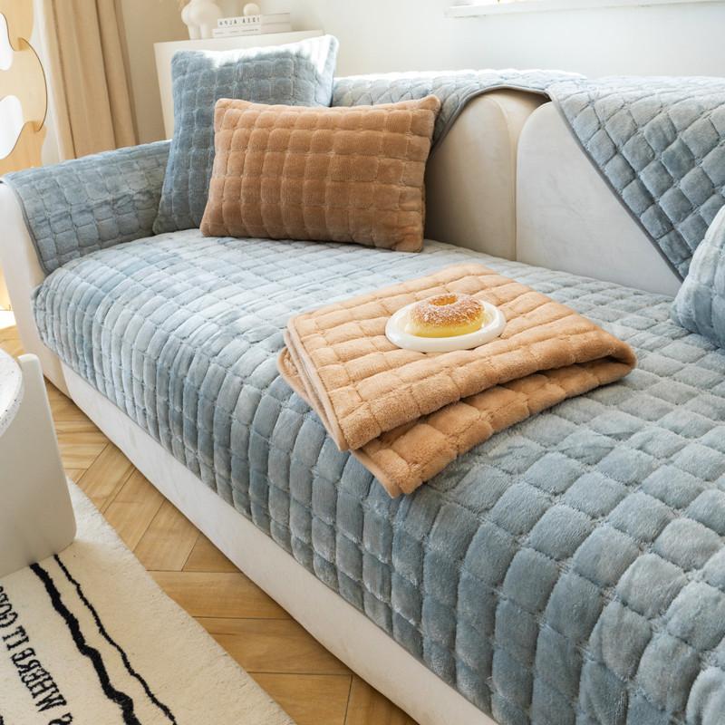 Falai Velvet Sofa Cushion Winter Thickened Non-slip Sofa Cover All-inclusive Cushion Cover Simple Modern Backrest Cover Winter