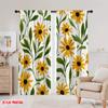 2pcs,2D plane printing Curtain Fabric Sunny Blooms Durable 100% Polyester Fabric (without rod) Holiday Use for Home & Office