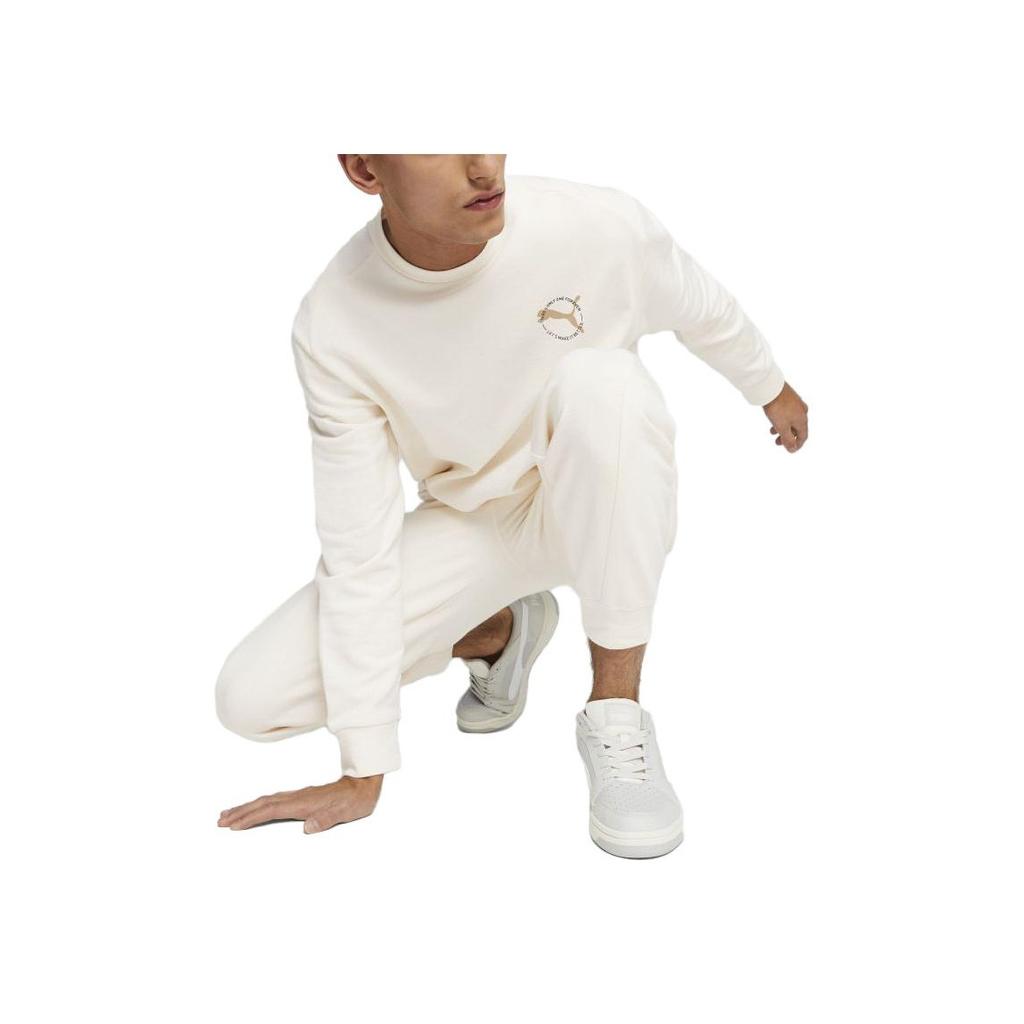 Puma Better Sportswear Solid Color Crew Neck Long Sleeve Sweatshirt Men Sweatshirt White 676063-99