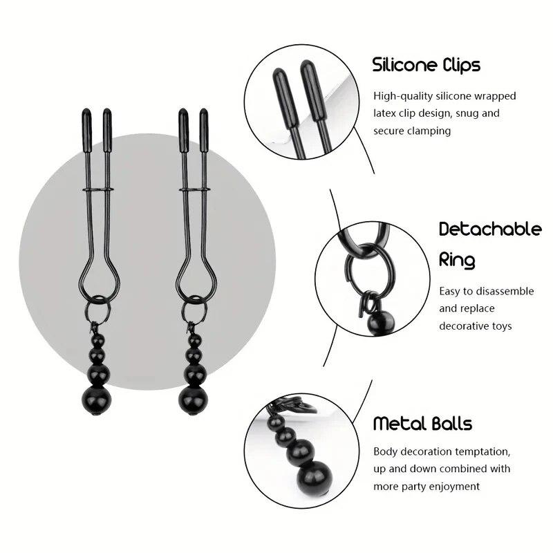 Metal Nipple Clip with Gourd Pandent Breast Clamp Adjustable Stimulation Nipple Tools Adult BDSM Sex Toys for Women and Couples