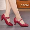 Latin Dance Shoes Women Medium Heel Soft Sole Ballroom Dance Shoes Red