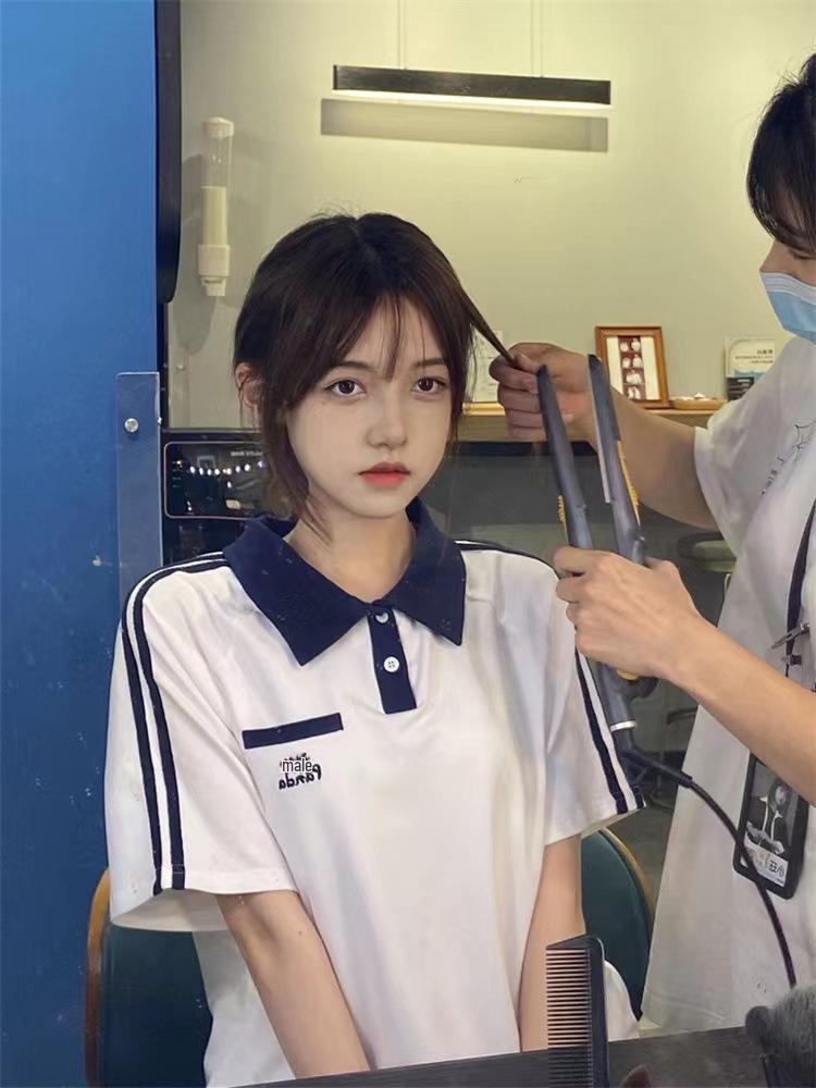 Women's Summer College-Style Polo Collar Shorts Set - Sweet, Fresh, Cute, Casual, Versatile Two-Piece Ensemble