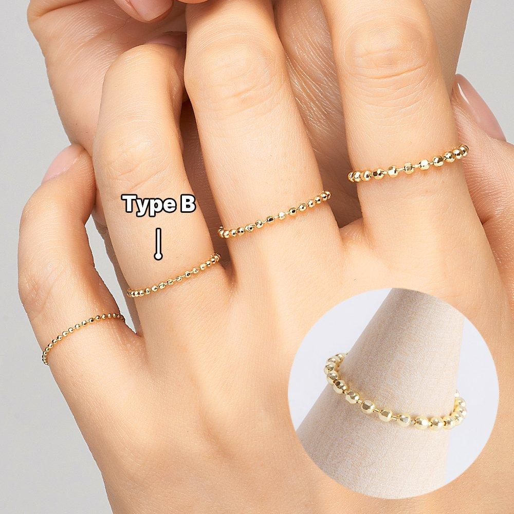 14K Cut Ball Chain Gold Ring Type B