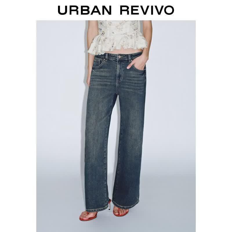 UR2026 Women s Retro Washed Wide-Leg Jeans 25