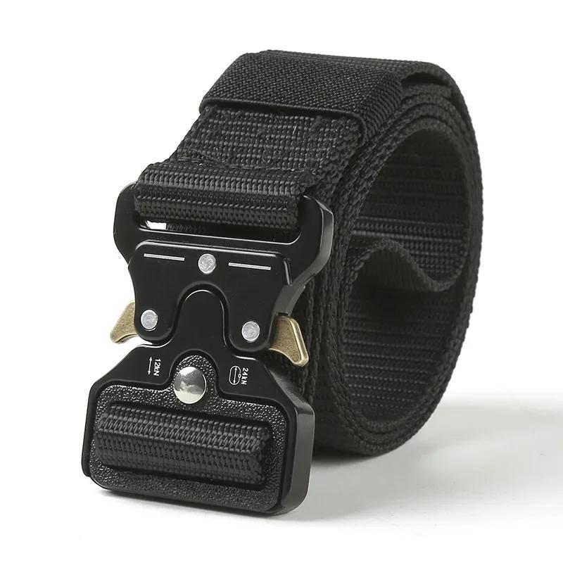Camouflage Belt Nylon Waistband Quick Release Hunting Training Strong Metal Buckle Police Black Army Belts for Men and Women