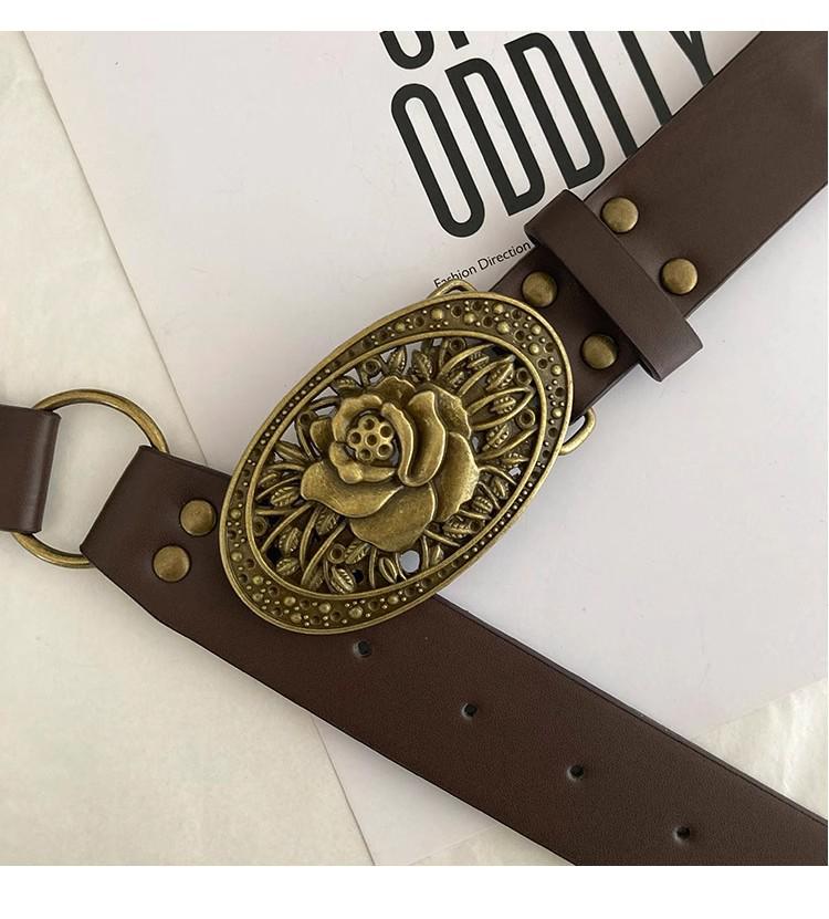Women's 2025 High-End Leather Belt with Rivets - Trendy Wasteland Style for Skirts & Jeans