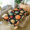 Fall Thanksgiving Pumpkins Waterproof Tablecloth Autumn Harvest Maple Leaf Black Table Cloth for Table Decor Holiday Party Decor