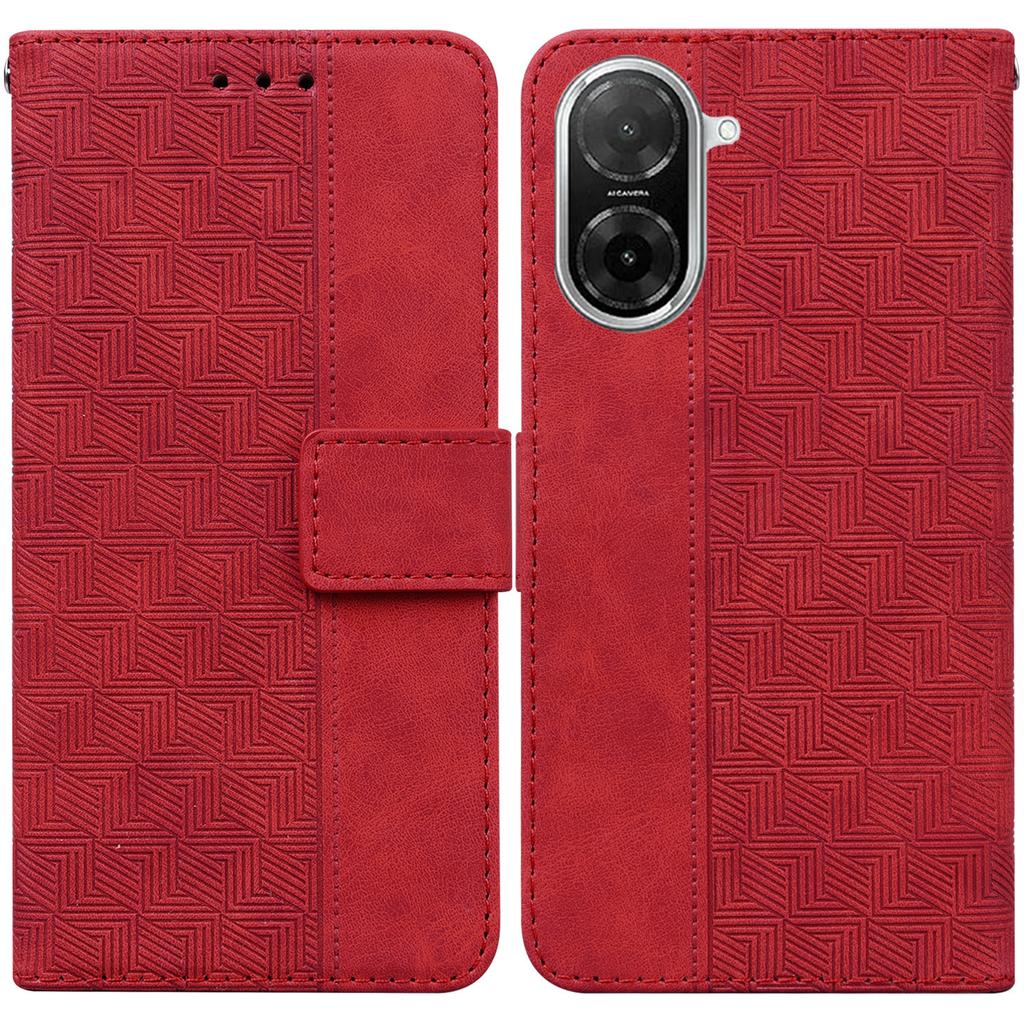 For Xiaomi Redmi A5 4G (171.7mm)/Poco C71 4G Case Geometry Pattern Leather Wallet Phone Cover with Wrist Strap