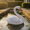 Buoyant Swan Sculpture Textured Ornament Feathered Outdoor Decor