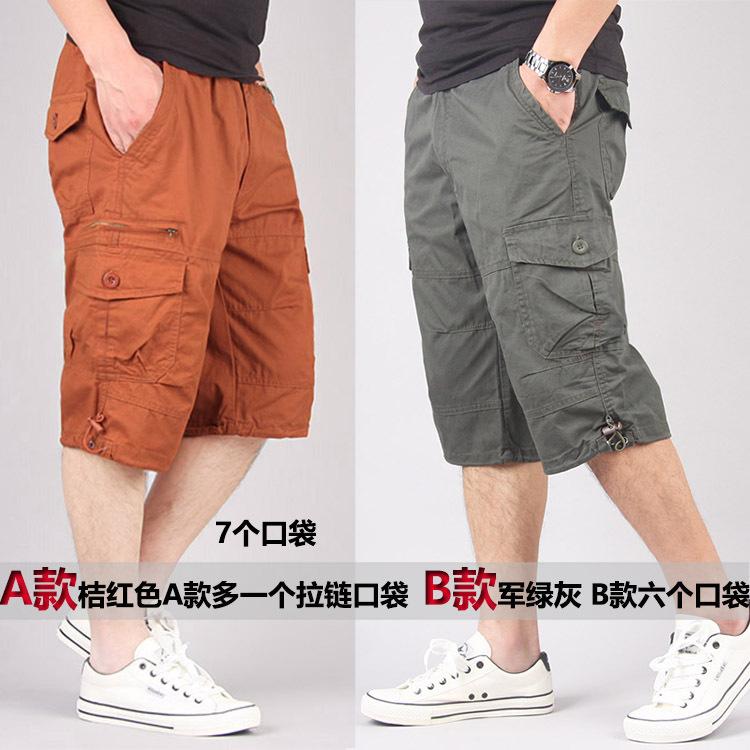 Summer new overalls straight mid-pants casual pants sweatpants men's loose shorts six-point pants trendy pants
