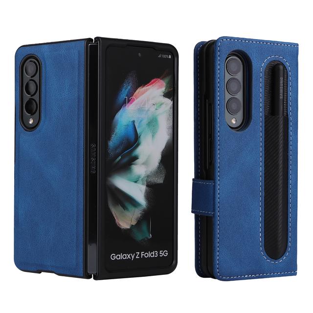 Comfortable Leather Wallet Case For Samsung Galaxy Z Fold 3 Fold3 Full Protection Card Slot Cover Coque Fundas