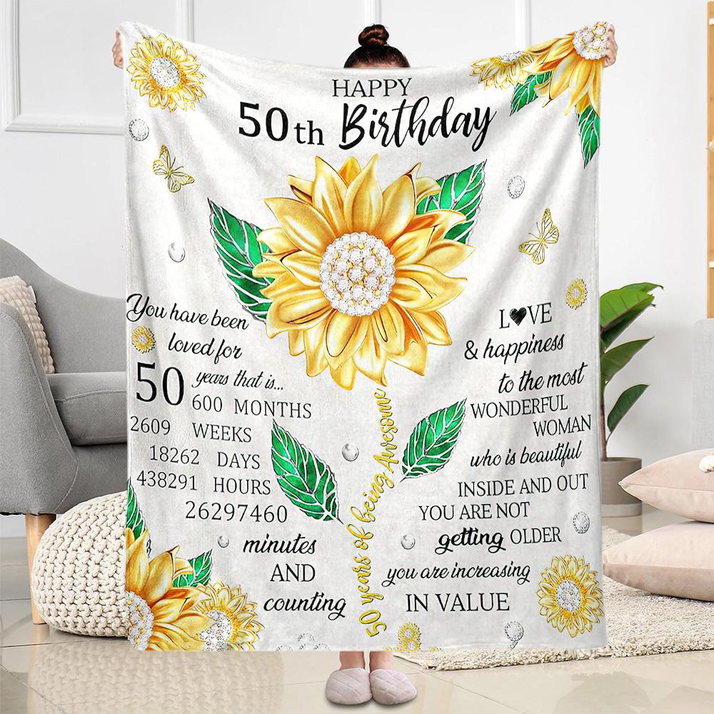 Fifty Fabulous Milestones flannel,Lightweight,Flannel Blanket,Comfortable Blanket, Sofa Blanket, gift blankets,Holiday gift blanket Blankets