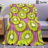 Kiwi Slice Cartoon Anime Print Flannel Blanket Soft Warm Throw for Kids Bedroom Sofa Bed Christmas Office Car