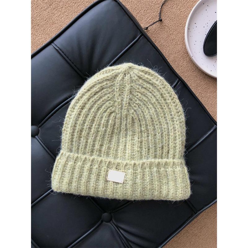 Japanese Style Small Blue Knitted Hat with Large Head Circumference and Face Women's Autumn and Winter Ear Protection Warm Woolen Hat for Men