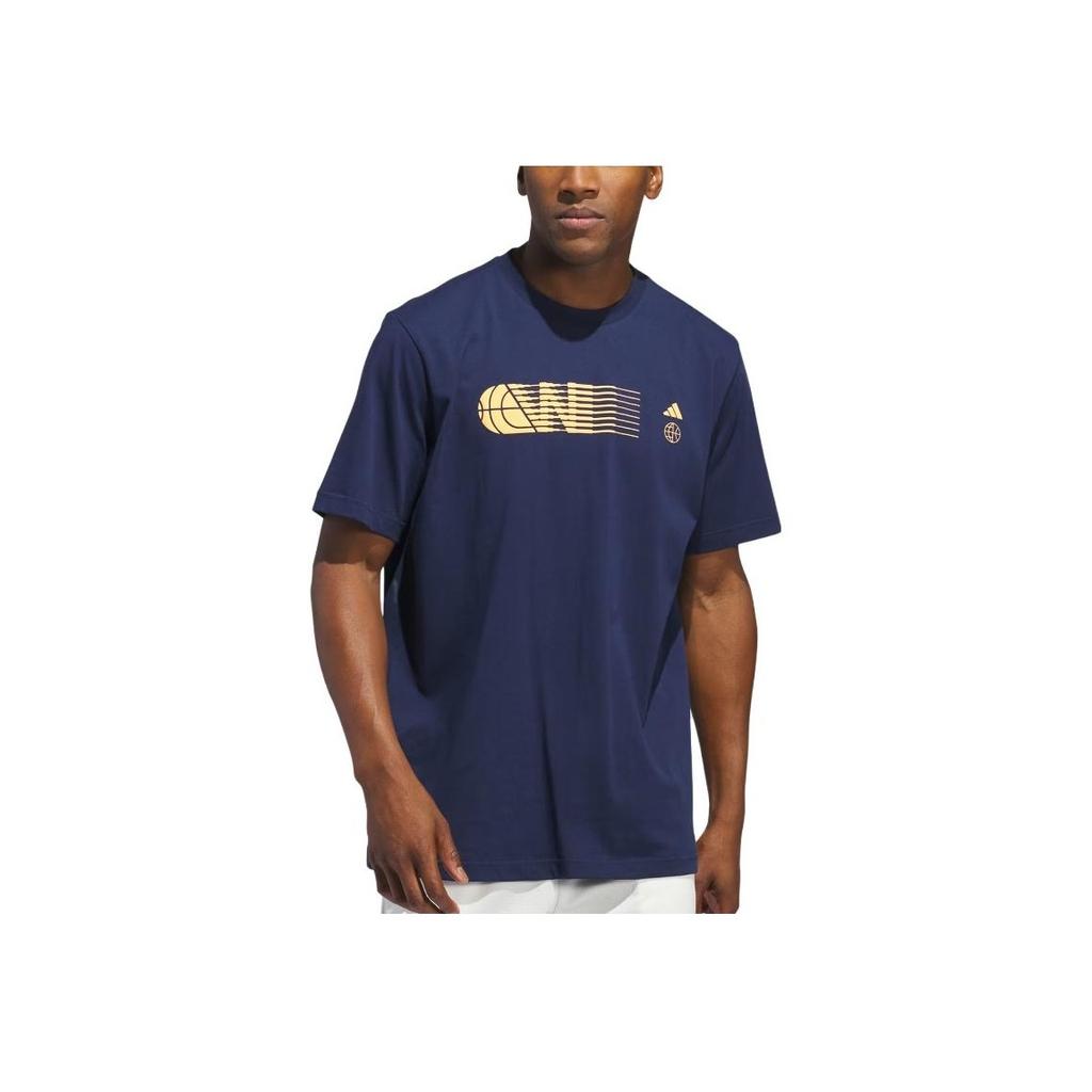 Adidas Worldwide Hoops City Graphic Tee Night Indigo Men Streetwear IN6380