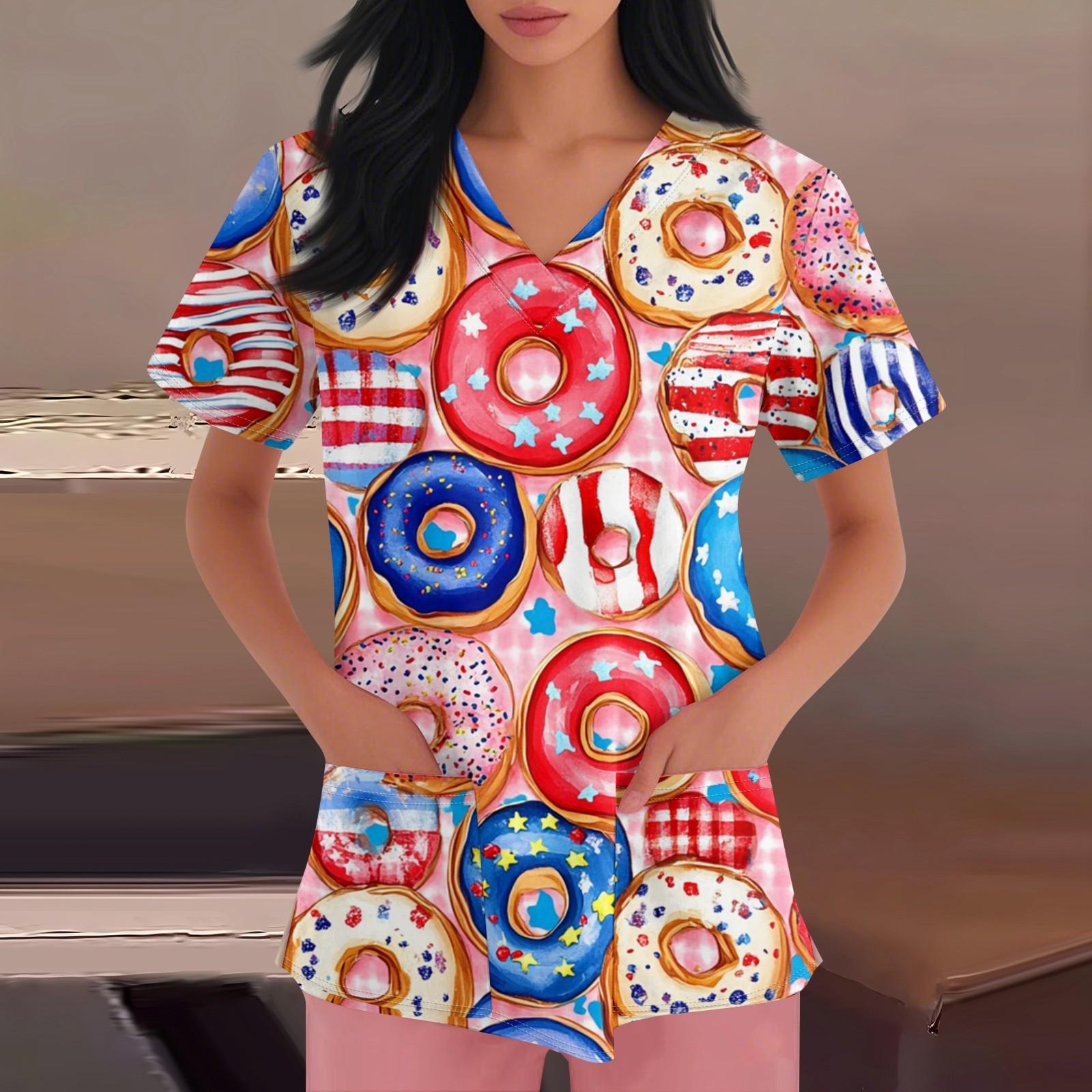 

С Днем святого Валентина, женская мода, V-образный вырез, короткий рукав, рабочая одежда с карманами XL красный