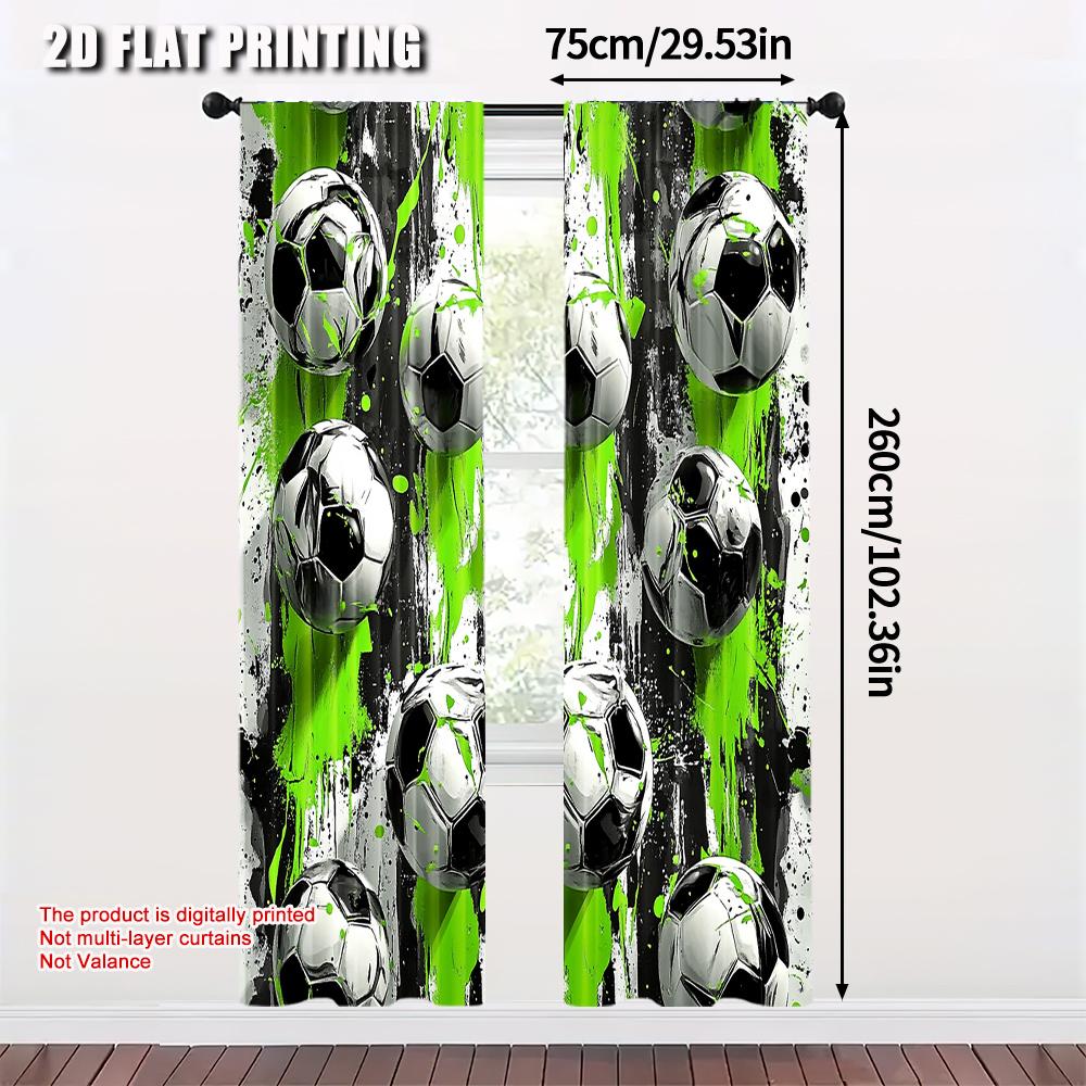 2 Stück    Bühnenvorhang Fußball Verdunkelung  Polyester Vielseitig Perfekt für Zimmer   Partys Dekoration