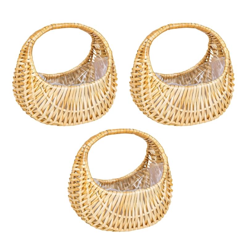 Handwoven Willow Small Basket Portable Carry Handle For Indoor Outdoor Use
