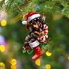 Acrylic Christmas Dachshund Car Pendant With Cute Cartoon Style For Auto Interior Decor