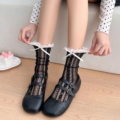 Flower Mesh Stacking Socks Women'S Summer And Autumn Lace Lace Tube Socks Lolita Dark Princess Wind Thin Jk Fairy Socks