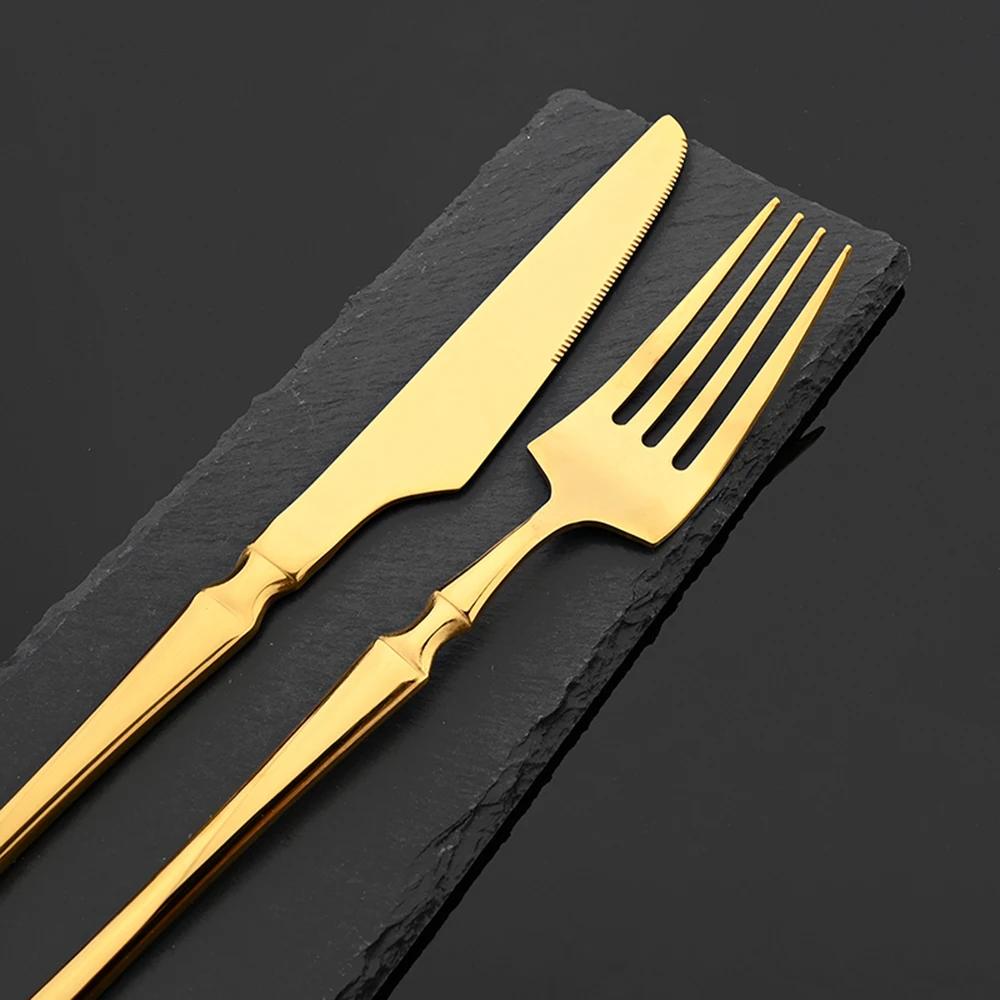 12Pcs Gold Dinnerware Stainless Steel Cutlery Set Knife Fork Tea Spoon Dinner Flatware Set Kitchen Silverware Tableware