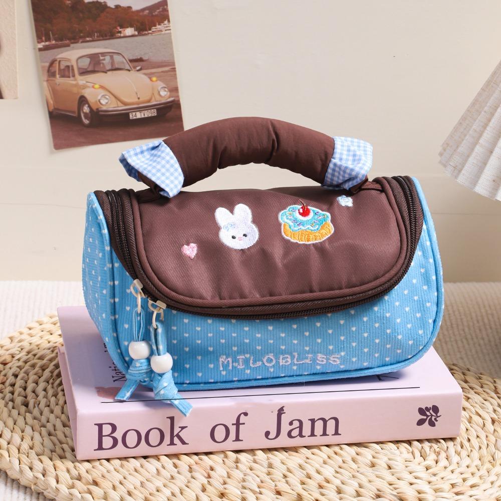 

Candy Color Handheld Makeup Bag Multifunctional Pencil Case Colorblock Cosmetic Bag Children кофейный