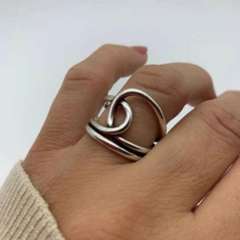 Simple Creative Retro Line Cross-wrapped Ring for Women Personalized Old Irregular Zircon Party Gift Accessories