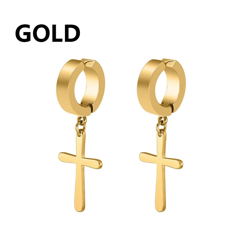 1Pair  Cross Pendant Ear Clip Non Piercing Earrings Fake Earrings Gift for Men Women Jewelry