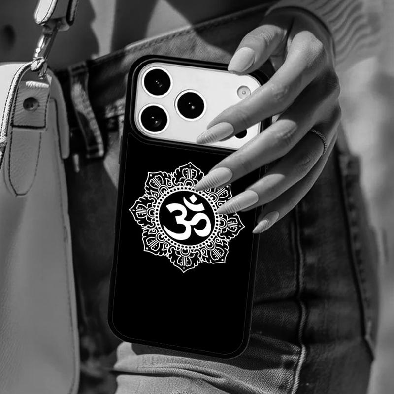 Aum Om Namaste Symbol Floral Zen Yoga Phone Case For iPhone 17 Air 14 15 13 12 Max Cover For Apple 16 16e 11 Pro Max Plus Coque