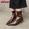 Fashion Footwear Low Heel Women Ankle Stretch Boots Female Pumps Fashion Pointed Toe Modern Ladies Short Boots Slip On Shoes Lady