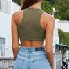 Womens Tank Top R Neck Basic Solid Color Casual Flowy Summer Sleeveless Deep Side Cut Tops For Women
