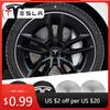Car Sticker Tesla 4Pcs Car Wheel Hub Center Cap Sticker Metal Decals Accessories For Tesla Model 3 Model S X Y Cybertruck Roadst