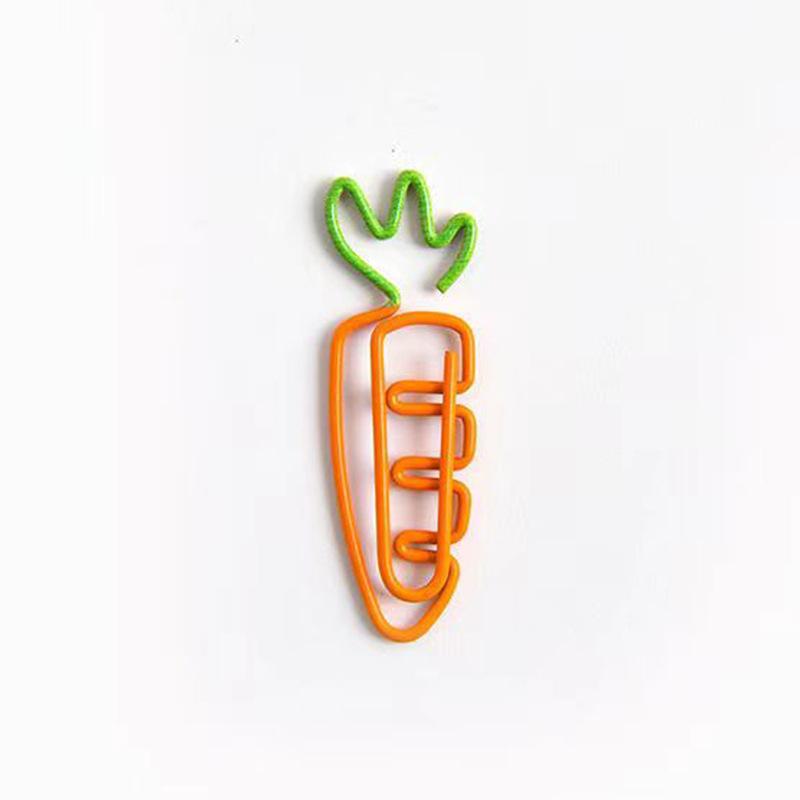 5Pcs Creative Fruit Carrot Shape Cartoon Paper Clip Cute Metal Shape Large Paper Clip