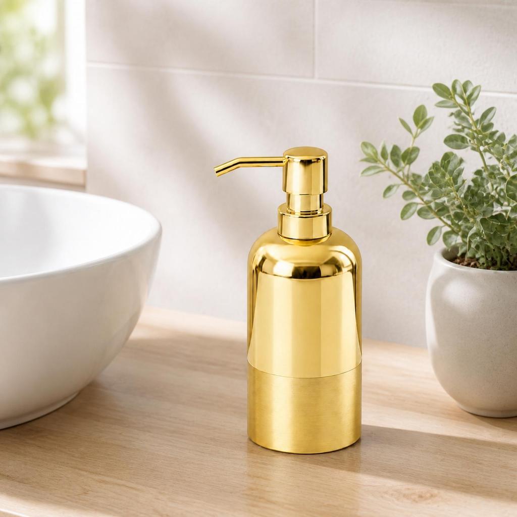 300ml Liquid Dispenser with Pump Gold Electroplated for Bathroom Counter, Vanity