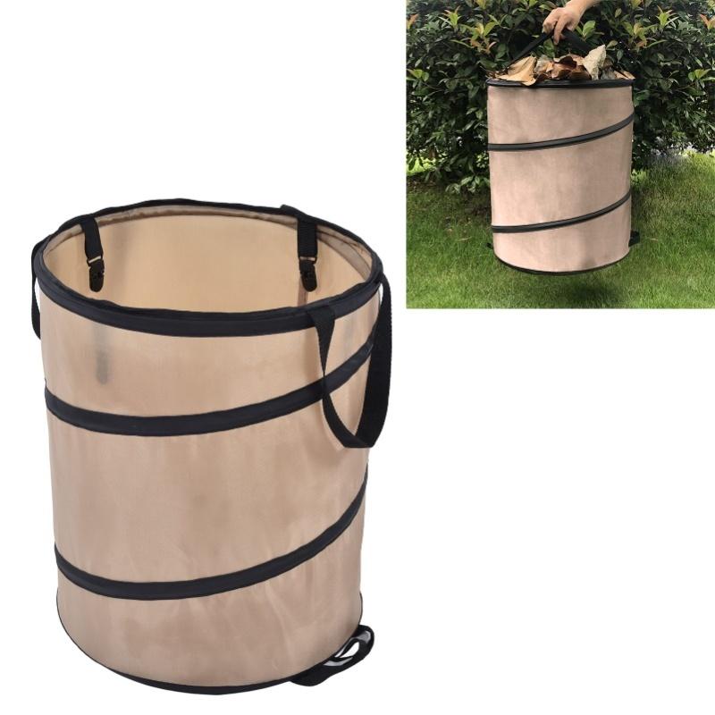 37.8L Collapsible Leaf Trash Can Reinforced Steel Spring Oxford Cloth Collapsible Container Small Size
