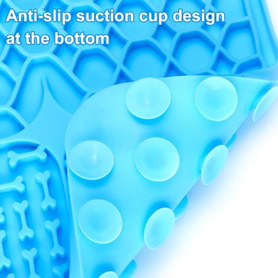 Square Silicone Dog Lick Mat with Suction Cup Anxiety Relief Pet Food Mat Anti-tip Slow Eating Bowl Peanut Butter Licking Mat Enrichment Toy