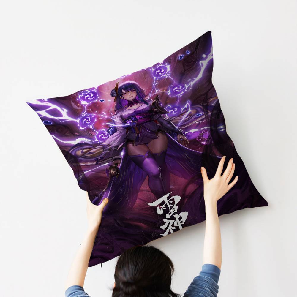 G-Genshin Impact Raiden Shogun Stitch Lucky Dragon Pillow Cover Sofa Cushion Cover Home Room Decoration Children Gift