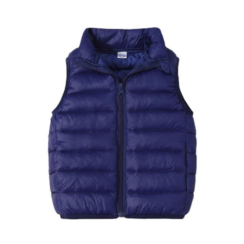 Children's Korean Style Lightweight Down Cotton Vest, 2025 Autumn/Winter Stand-up Collar Warm Gilet for Boys and Girls