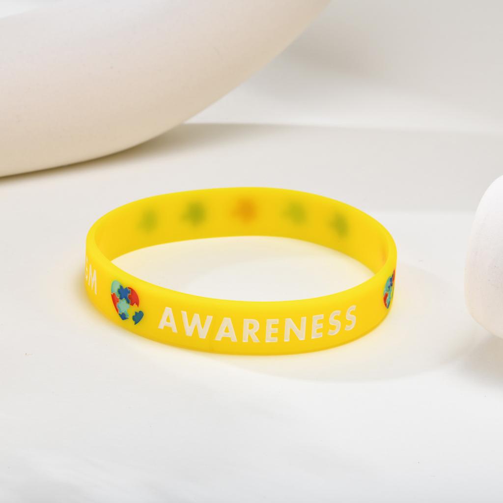 Autism Silicone Bracelets for Men Women, 12mm Soft Rubber Silicone Love Puzzle Autism Awareness Wristband,Sports Bangle