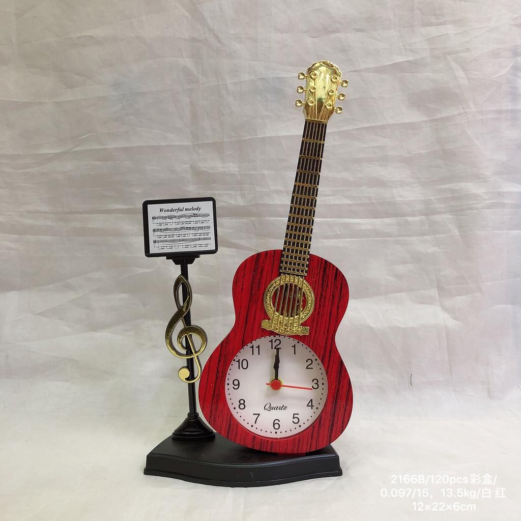 Personalized antique guitar instrument creative alarm clock, fashionable musical instrument styling pendulum clock