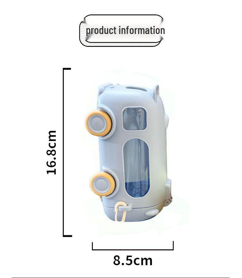 High-Capacity Children's Pop-Up Straw Water Cup - Portable Baby Bus Design