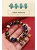 Multicolored Incense Ash Glazed Handcrafted Beaded Bracelet with Swallowing Gold Beast Design for Five-Color Benming Year