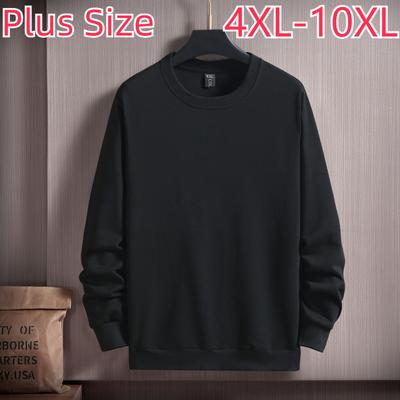 Egyszínű pulóver kerek nyakú, kapucni nélkül Férfi nagy méretű plusz kövér póló Fat Guy Egyszerű alkalmi 4XL-10XL