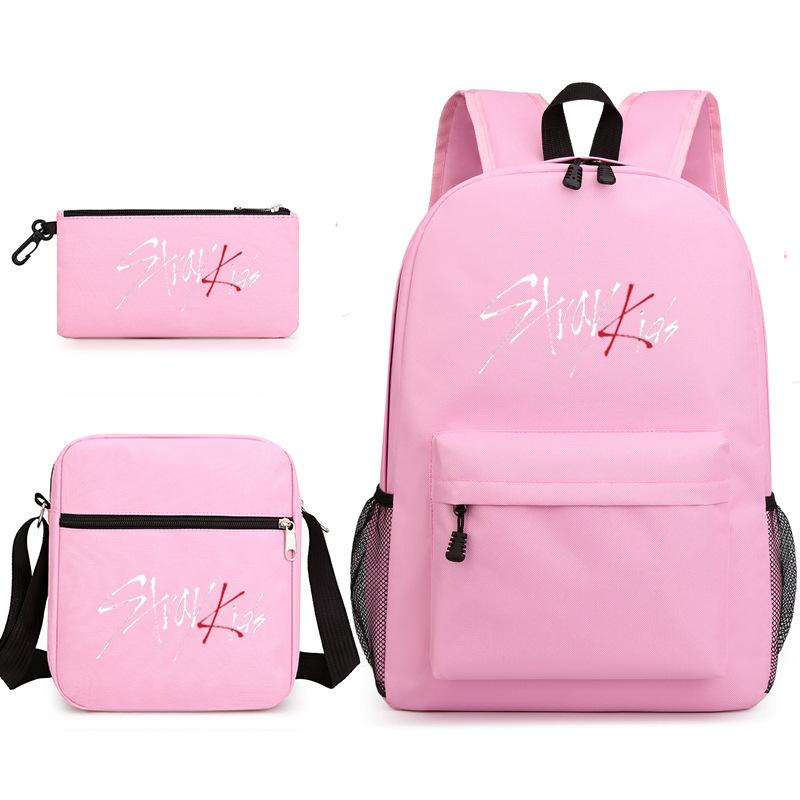 Stray Kids Combination Peripheral Same Backpack Backpack Student Schoolbag Pencil Bag Three-Piece Set Men And Women three-piece set розовый