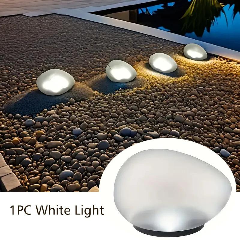 Solar Pebble Lawn Lights, Waterproof Outdoor Glowing Stone Lights, Garden Landscape Pathway Decorative Solar Lamps белый